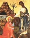 Maria von Magdala am Grab mit Jesus