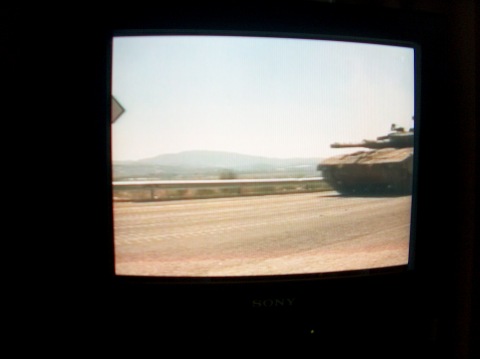 Panzer in Israel auf dem Bildschirm