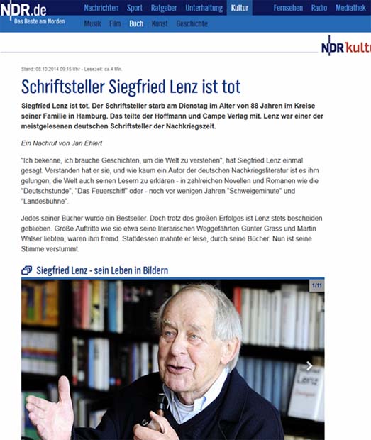 Website NDR - Siegfried Lenz